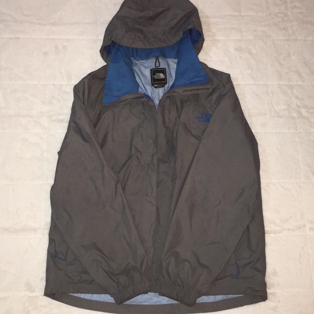 Grey and Electric Blue North Face Windbreaker